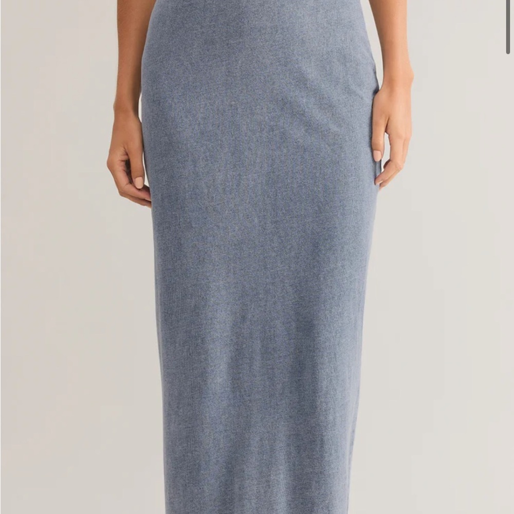 Z Supply Blue Ribbed Maxi Pencil Skirt